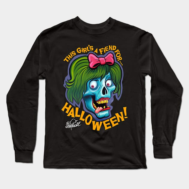 Halloween Girl Long Sleeve T-Shirt by SCOT CAMPBELL DESIGNS